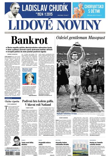 Obálka e-magazínu Lidové noviny 30.6.2015