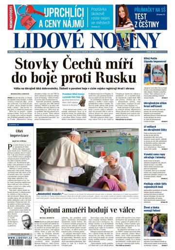 Obálka e-magazínu Lidové noviny 21.3.2022