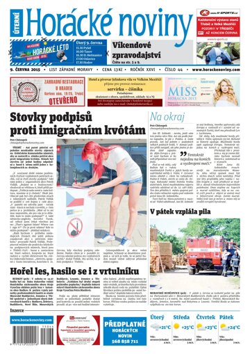 Obálka e-magazínu Horácké Noviny úterý 9.6.2015 č.44