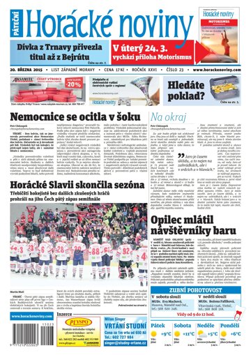 Obálka e-magazínu Horácké Noviny pátek 20.3.2015 č. 23