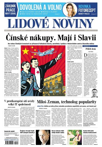 Obálka e-magazínu Lidové noviny 5.9.2015