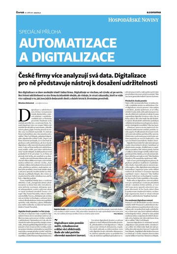 Obálka e-magazínu Hospodářské noviny - příloha 189 - 30.9.2021 Automatizace a digitalizace