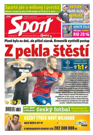 Obálka e-magazínu Sport 3.8.2016