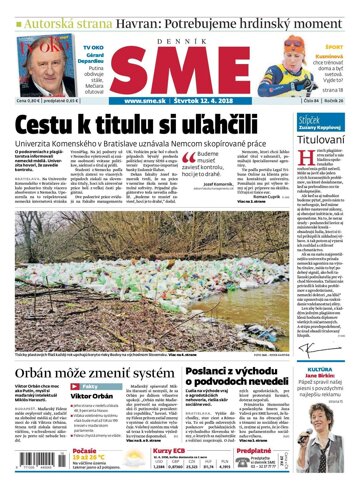 Obálka e-magazínu SME 12.4.2018