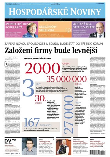 Obálka e-magazínu Hospodářské noviny 049 - 10.3.2016