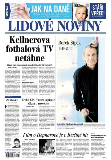 Obálka e-magazínu Lidové noviny 15.2.2016