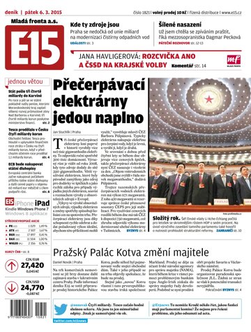 Obálka e-magazínu E15 6.3.2015