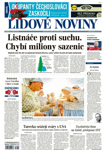 Obálka e-magazínu Lidové noviny 13.8.2018