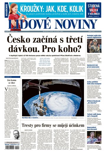 Obálka e-magazínu Lidové noviny 31.8.2021