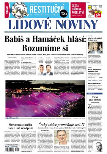 Obálka e-magazínu Lidové noviny 4.6.2018