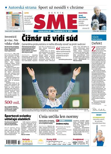 Obálka e-magazínu SME 8.8.2016