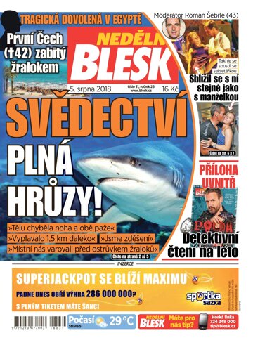 Obálka e-magazínu Nedělní Blesk 5.8.2018