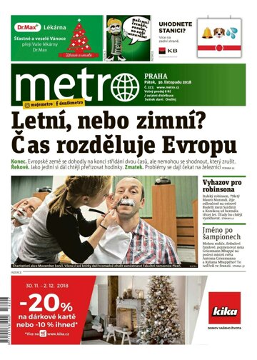 Obálka e-magazínu deník METRO 30.11.2018