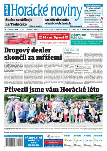 Obálka e-magazínu Horácké Noviny Pátek 24.6.2016 č.049