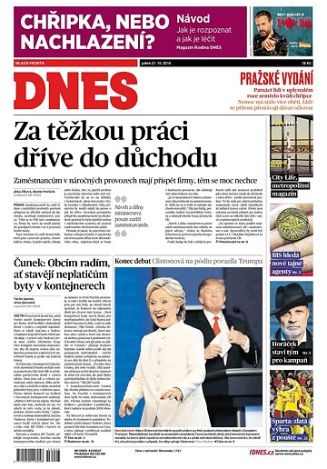 Obálka e-magazínu MF Dnes 21.10.2016