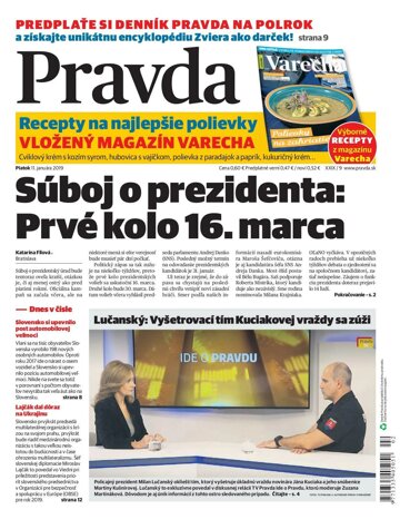 Obálka e-magazínu Pravda 11. 1. 2019