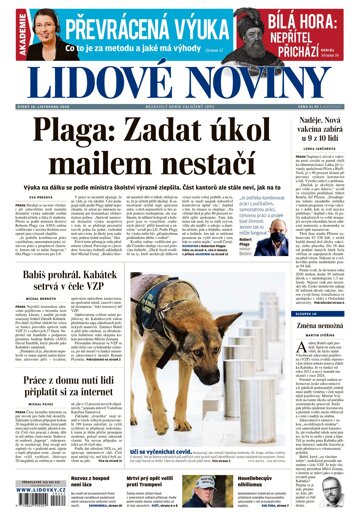 Obálka e-magazínu Lidové noviny 10.11.2020