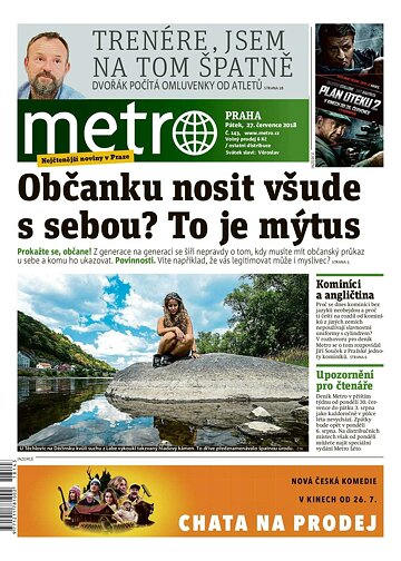 Obálka e-magazínu deník METRO 27.7.2018