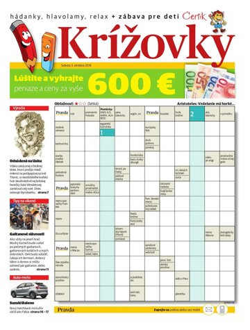 Obálka e-magazínu Krížovky 3.10.2015