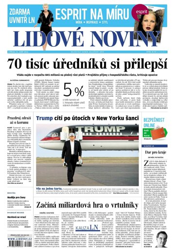 Obálka e-magazínu Lidové noviny 21.9.2016