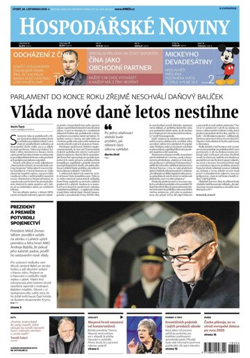 Obálka e-magazínu Hospodářské noviny 224 - 20.11.2018