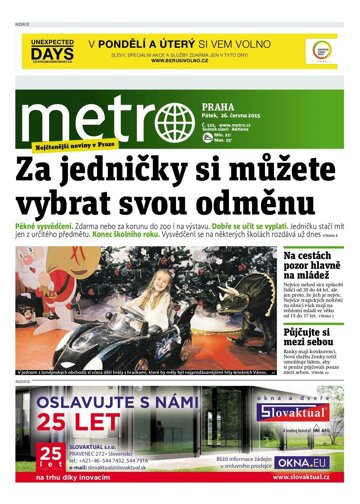 Obálka e-magazínu deník METRO 26.6.2015