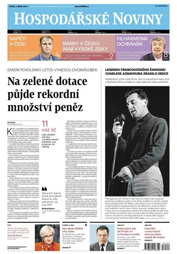 Obálka e-magazínu Hospodářské noviny 189 - 2.10.2018