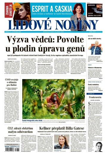 Obálka e-magazínu Lidové noviny 21.11.2018