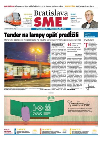 Obálka e-magazínu SME MY Bratislava 13/10/2017