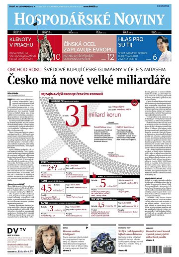 Obálka e-magazínu Hospodářské noviny 217 - 10.11.2015