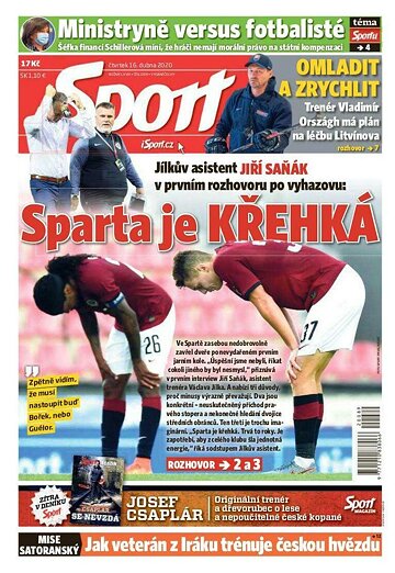 Obálka e-magazínu Sport 16.4.2020