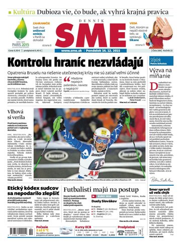 Obálka e-magazínu SME 14.12.2015