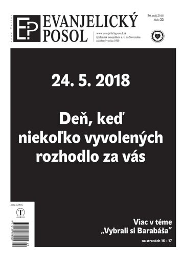 Obálka e-magazínu Evanjelický posol č. 22/2018