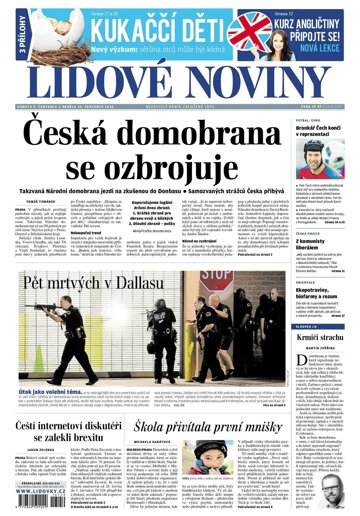 Obálka e-magazínu Lidové noviny 9.7.2016