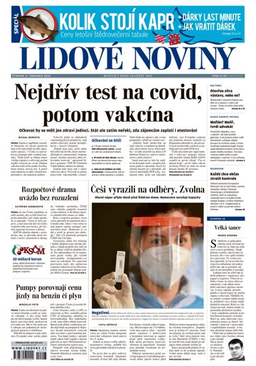 Obálka e-magazínu Lidové noviny 17.12.2020