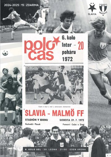 Obálka e-magazínu Poločas 25/2024č.15 Slavia – Malmö