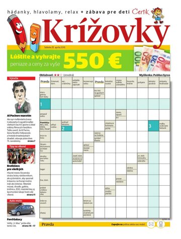 Obálka e-magazínu Krížovky 25.4.2015