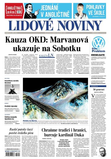 Obálka e-magazínu Lidové noviny 29.9.2015