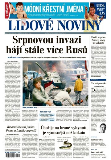 Obálka e-magazínu Lidové noviny 18.8.2018