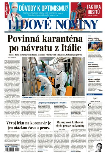 Obálka e-magazínu Lidové noviny 7.3.2020