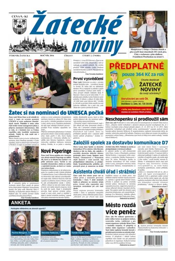 Obálka e-magazínu Žatecké noviny 5/2016