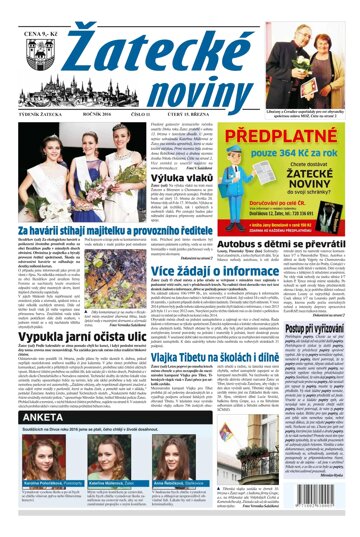 Obálka e-magazínu Žatecké noviny 11/2016