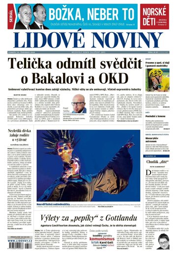 Obálka e-magazínu Lidové noviny 23.7.2018