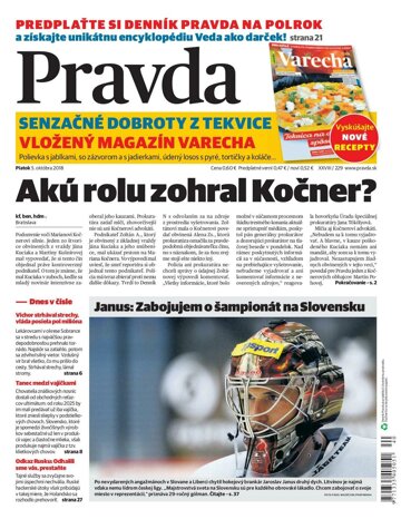 Obálka e-magazínu Pravda 5. 10. 2018