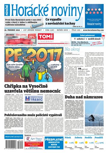 Obálka e-magazínu Horácké Noviny Pátek 30.12.2016 č. 100