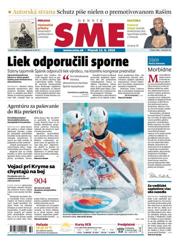 Obálka e-magazínu SME 12.8.2016