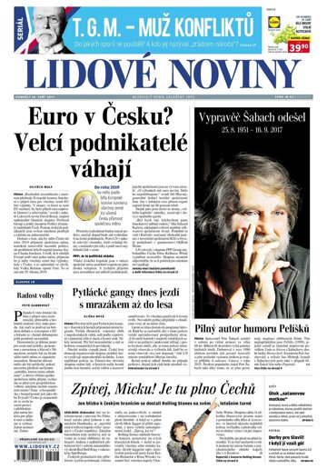 Obálka e-magazínu Lidové noviny 18.9.2017