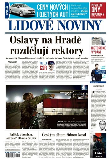 Obálka e-magazínu Lidové noviny 25.10.2018