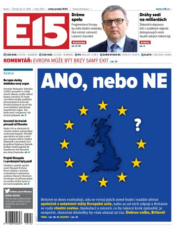 Obálka e-magazínu E15 23.6.2016