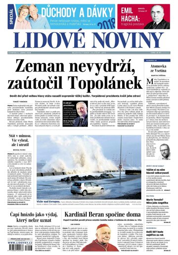 Obálka e-magazínu Lidové noviny 4.1.2018